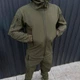 Зимовий чоловічий Костюм SoftShell на флісі / Водонепроникний Комплект Куртка з капюшоном + Штани хакі розмір L - зображення 2