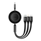 Кабель Baseus Bright Mirror 2 Series Retractable 3-in-1 Fast Charging Data Cable Type-C to M+L+C 100W (CAMJ010201) 1.1m Black - зображення 1