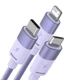 Кабель Baseus StarSpeed 1-for-3 Fast Charging Data Cable USB to M+L+C 3.5A (CAXS000005) 1.2m Purple - зображення 2