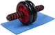 Ролик колесо для пресса EasyFit Ab Wheel Double EF-1352-R двойной с ковриком (тренажер гимнастический для мышц преса) Красный (56001535) - изображение 1