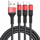 Кабель Hoco X26 Xpress 3-in-1 (Lightning + Micro USB + Type-C) 1м черно красный - изображение 3