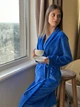 Халат женский велюровый удлиненный с длинными рукавами Felisiya Lingerie Синий 69-д-061 L - изображение 6