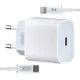 Сетевое зарядное устройство XO L77 EU 20W Fast charger with Lightning cable (Type to Lightning) White - изображение 1