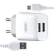 МЗП XO L57 2в1 micro 2USB / 2.4A білий - зображення 1