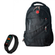 Рюкзак городской SwissGear-Black универсальный, для ноутбука, туристический с чехлом от дождя, разъем USB и для наушников Черный + Фитнес браслет Smart Band 6 Black - изображение 2
