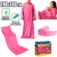 Плед халат з рукавами 140х190см JML Snaggle-Blanket універсальний розмір, тепла ковдра флісова Рожевий - зображення 1