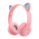 Беспроводные Bluetooth наушники с кошачьими ушками полноразмерные CAT-ear CEP47-M с LED подсветкой и MicroSD, microUSB, AUX Pink - изображение 5