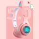 Беспроводные Bluetooth наушники с кошачьими ушками полноразмерные CAT-ear CEP47-M с LED подсветкой и MicroSD, microUSB, AUX Pink - изображение 10