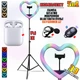 Кольцевая лампа светодиодная в форме сердца M-Light Heart Led RGB 33см с держателем телефона, разноцветный свет для селфи и блогеров, USB+Штатив 2 метра+Bluetooth пульт+Микрофон+наушники i12 - изображение 1