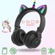 Наушники кошачьи ушки - единорог CATEAR 27STN Bluetooth с RGB подсветкой и MP3 плеером, microSD, FM-Радио Black - изображение 1