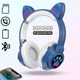 Дитячі бездротові навушники котячі вушка CATear ME1-CE Bluetooth з LED підсвічуванням, плеєр і MicroSD до 32Гб Сині - зображення 1