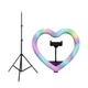 Кольцевая лампа светодиодная в форме сердца M-Light Heart Led RGB 33см с держателем телефона, разноцветный свет для селфи и блогеров, USB+ Штатив 2 метра - изображение 10