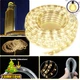 Светодиодная гирлянда-шланг Xmas Rope light для новогоднего декора улицы, 10м, свет LED - Теплый белый, гибкая влаго/морозоустойчивая лента дюралайт, от сети 220В - изображение 1