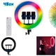 Большая кольцевая светодиодная лампа LED 45см RGB с тремя держателями для телефона и пультом управления без штатива - изображение 1