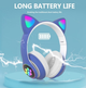 Полноразмерные наушники беспроводные Cat Headset M23 Bluetooth с RGB подсветкой и кошачьими ушками Hi-Fi Stereo Синие Blue - изображение 2