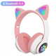 Повнорозмірні бездротові навушники Cat Headset M23 Bluetooth з RGB підсвічуванням і котячими вушками Hi-Fi Stereo Pink - зображення 6
