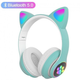 Повнорозмірні бездротові навушники Cat Headset M23 Bluetooth з RGB підсвічуванням і котячими вушками Hi-Fi Stereo Зелені - зображення 2