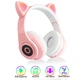Полноразмерные наушники беспроводные Cat Headset Y 047 Bluetooth с подсветкой и кошачьими ушками Розовые Pink - изображение 1