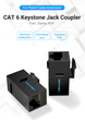 З'єднувач витої пари RJ45 Vention IPVW0 Cat6 Cat5e роз'єм-подовжувач Ethernet Black - зображення 2