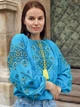 Яркая женская вышиванка голубая на легком шифоне "Марсела" 12144-50 (XL) - изображение 2