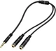 Аудио адаптер Переходник 2 in 1 Mini-Jack 3.5mm Аудио + Микрофон Кабель аукс Разветвитель Audio adapter 0.25M Черный - изображение 1