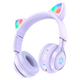 Бездротові навушники Hoco W39 |bluetooth 5.3, AUX, 10H, RGB підсвічування| котячі вушка Purple - изображение 1