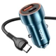 Автомобільний зарядний пристрій 2 USB PD20W швидка зарядка для телефона QC3.0 + кабель Type-C, Blue, Hoco (6931474770387) - зображення 5