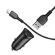 Автомобільний зарядний пристрій 2 USB швидка зарядка QC3.0 + кабель Type-C для телефона, Black, Hoco (6931474735089) - зображення 3