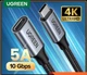 Кабель подовжувач UGREEN US372 USB Type C 3.1 Gen 2 PD100W 4K/60Hz 10Gbps 5A 0.5m Black (80810) - изображение 10