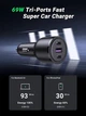 Автомобильное зарядное устройство 69W Ugreen адаптер для быстрой зарядки USB C PD и QC3.0 Black (20467) - изображение 6