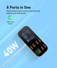 Зарядная станция 40W на 8 портов ASOMETECH A9D+ QC3.0 Type-C PD с ЖК-дисплеем Black - изображение 2