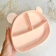 Тарілка дитяча Ведмедик силіконова секційна на присосці (Baby PINK), посуд для дітей - зображення 1