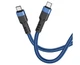 Швидка зарядка hoco. U110 Type C to Type C Data Cable 1.2м, матеріал конекторів: цинковий сплав, струм до 3A для смартфонів, 60W для ноутбуків Blue - зображення 3