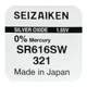Батарейка часовая серебрянно-цинковая Seizaiken (Seiko) 321 SR616SW, 1.55V, блистер - изображение 1