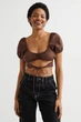 Топ H&M 061063647 XXS Коричневий - зображення 1