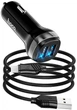 Автомобильное зарядное устройство Hoco Z40 2.4A порты 2 USB + кабель microUSB Black (33685) - изображение 3
