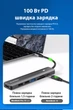 USB-хаб 7-in-1 Type-C to USB 3.0 + 2хUSB 2.0 + SD/TF Card Reader + HD 4K 30 Гц + 100 Вт PD hub адаптер Blueendless BS-HC703 - изображение 3