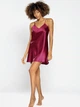 Koszula nocna damska satynowa DKaren Slip Karen XS Bordowa (5901780648268) - obraz 1