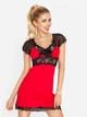 Koszula nocna damska koronkowa DKaren Slip Paulina XS Czerwona/Czarny (5902230015548) - obraz 1