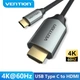 Кабель Type-C-HDMI 2.0 4K 60Hz HDCP 2.2 Thunderbolt 3 Vention Cotton Braided 1.5m Grey (CRBBG) - зображення 8