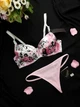 Набор нижнего белья бюстгальтер анжелика гладкая формованная чашка и трусики стринги Wom's 80В=85A/L серо-розовый (2065-6091СР) - изображение 4