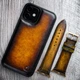 Чохол бампер із натуральної шкіри Exclusive для Samsung S24 Plus ручне фарбування | Золотий - зображення 7