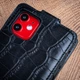 Чохол фліп із натуральної шкіри з тисненням під крокодила Crocсo для Samsung S24 Plus ручної роботи | Чорний - зображення 6