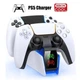 Зарядка для джойстика PS5 Chargings Station BebonCool Станція для PlayStation 5 PS5 DualSense на 2 геймпади з LED RGB підсвічуванням Білий - зображення 1