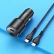 Адаптер автомобильный Hoco Type-C to Lightning Cable Clear way dual port Car charger set NZ3 |2Type-C, QC/PD, 3A/40W| черный - изображение 7