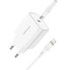 Адаптер сетевой BOROFONE Type-C to Lightning cable Easy Speed single port charger BA57A |Type-C, 20W/3A, PD/QC| белый - изображение 2