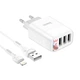 Адаптер сетевой Hoco Lightning cable Easy charge digital display charger set C93A |3USB, 3.4A| белый - изображение 1