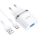 Адаптер сетевой Hoco Type-C Cable Ardent charger set N1 |1USB, 2.4A, 12W| (Safety Certified) белый - изображение 1