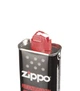 Бензин для заправки багаторазових бензинових запальничок Zippo 125 ML M-T у невеликій зручній для зберігання ємкості з металу з кришкою із пластику - зображення 1
