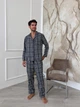 Пижама мужская COSY домашний костюм с фланели (брюки+рубашка) XL клетка серо-черная F671P - изображение 1